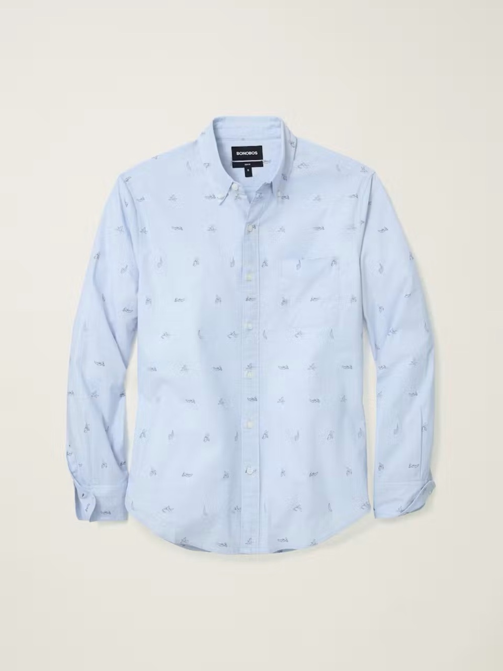 Bonobos Light Blue Shirt Jacket with Navy Motif